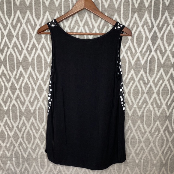 August Silk Black & White Abstract Polka Dot Sleeveless Tank Medium - Picture 2 of 4